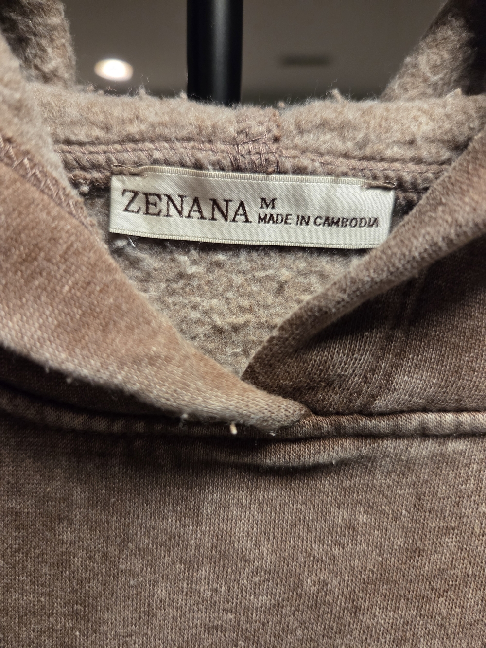 Zenana Outfitters Washed Brown Pullover Hoodie - Picture 2 of 3